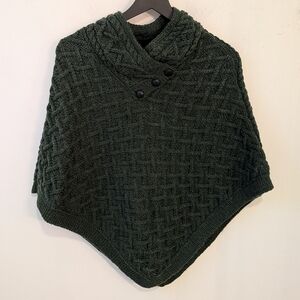 NUA Gren Extra Fine Merino Wool Cable Knit Fisherman Poncho Sweater S/M